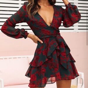 Hello Molly Red and Black Floral Dress